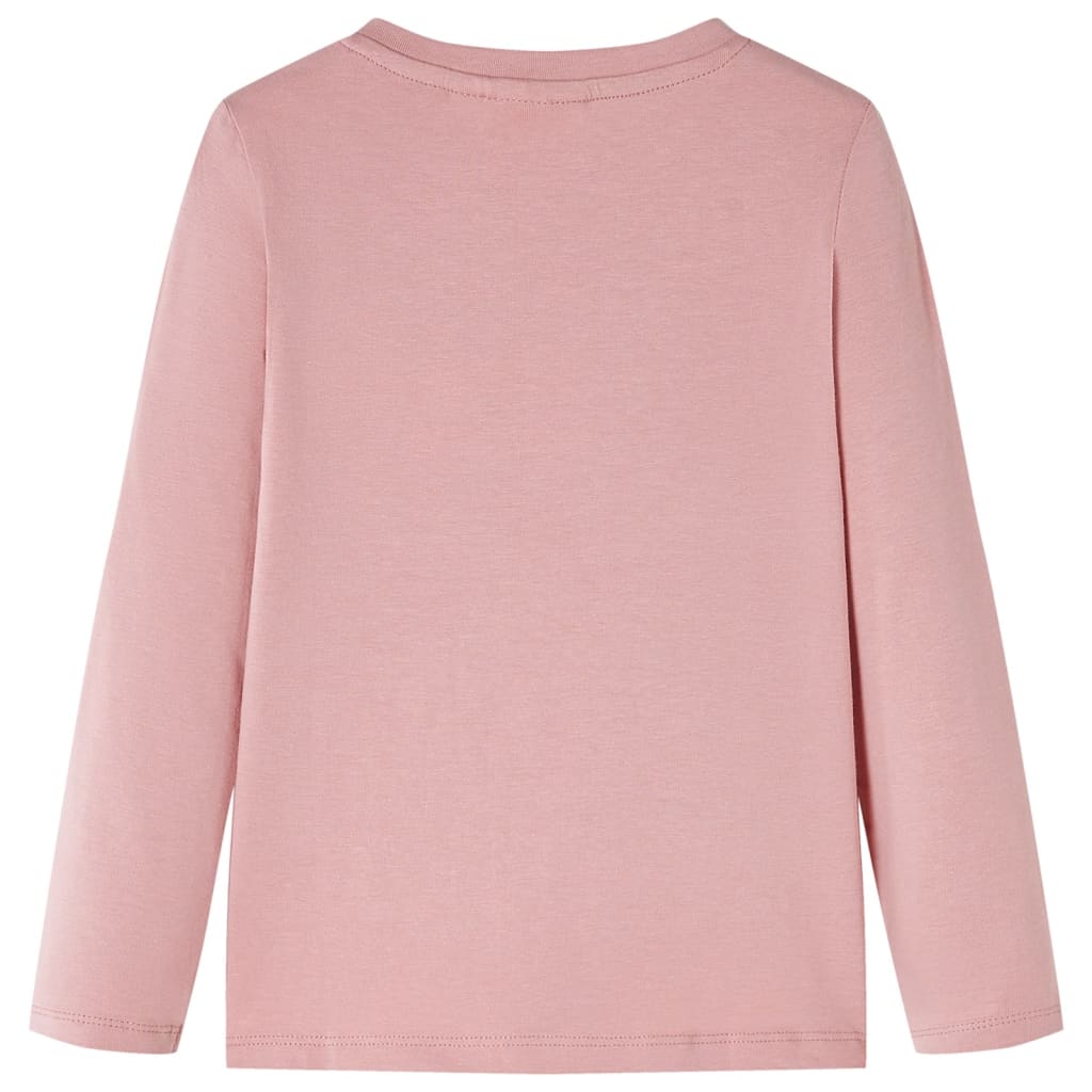 Langærmet T-shirt til børn str. 128 lyserød