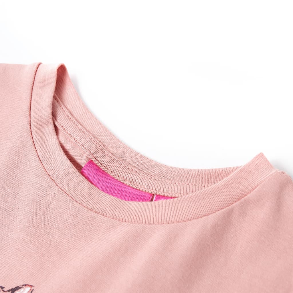 Langærmet T-shirt til børn str. 128 lyserød