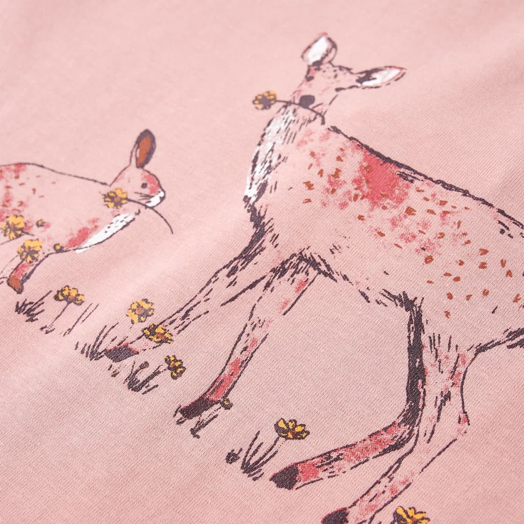 Langærmet T-shirt til børn str. 128 lyserød