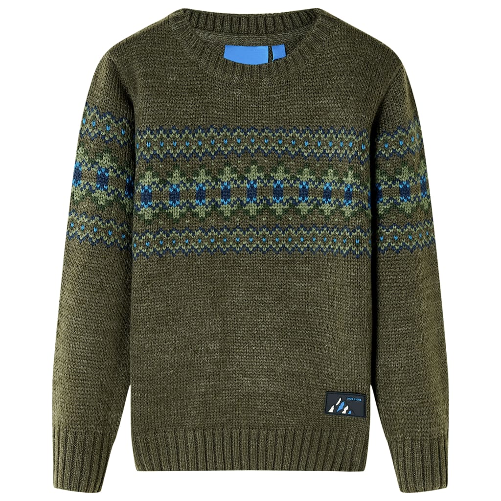 Sweater til børn str. 128 strikket kakifarvet