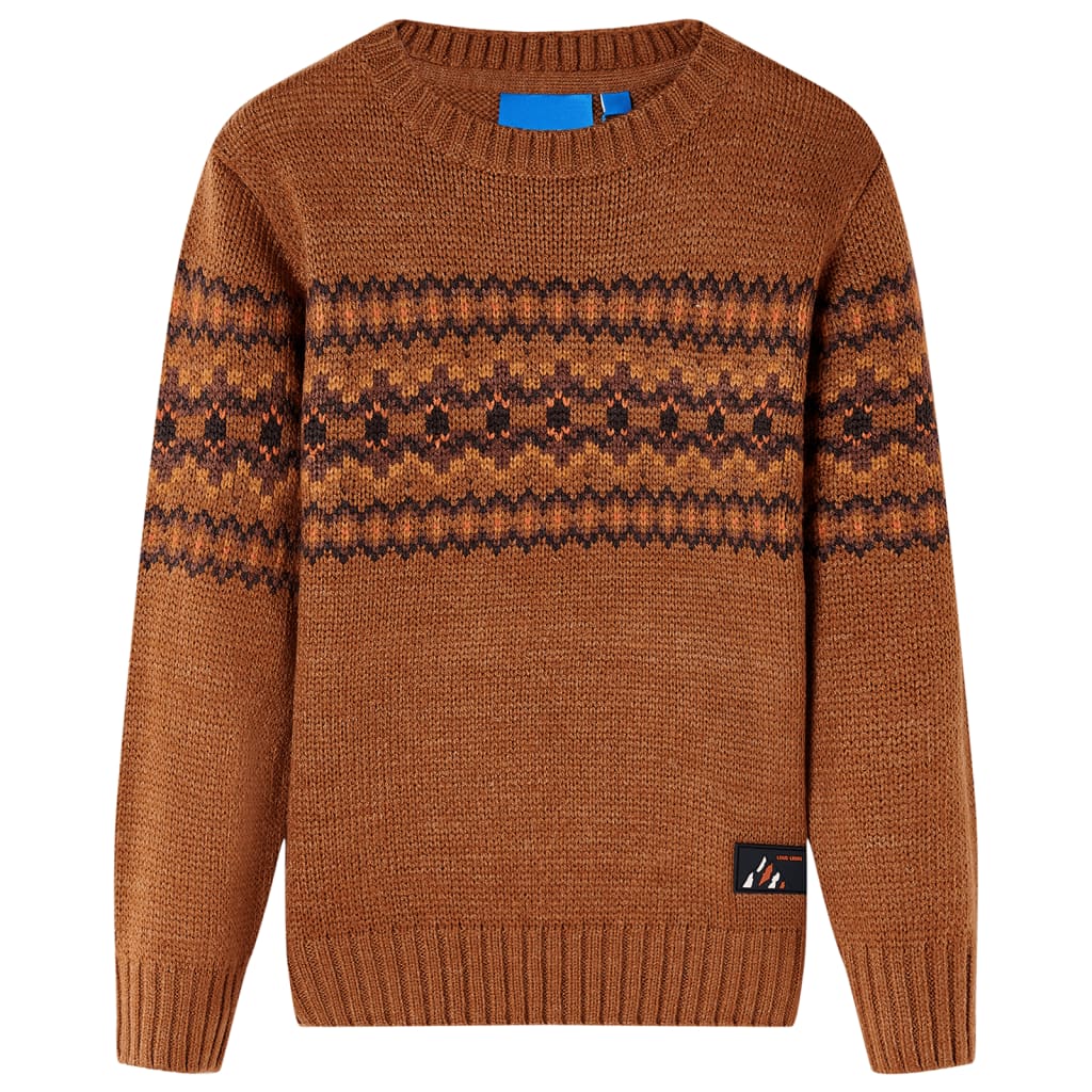 Sweater til børn str. 104 strikket cognacfarvet