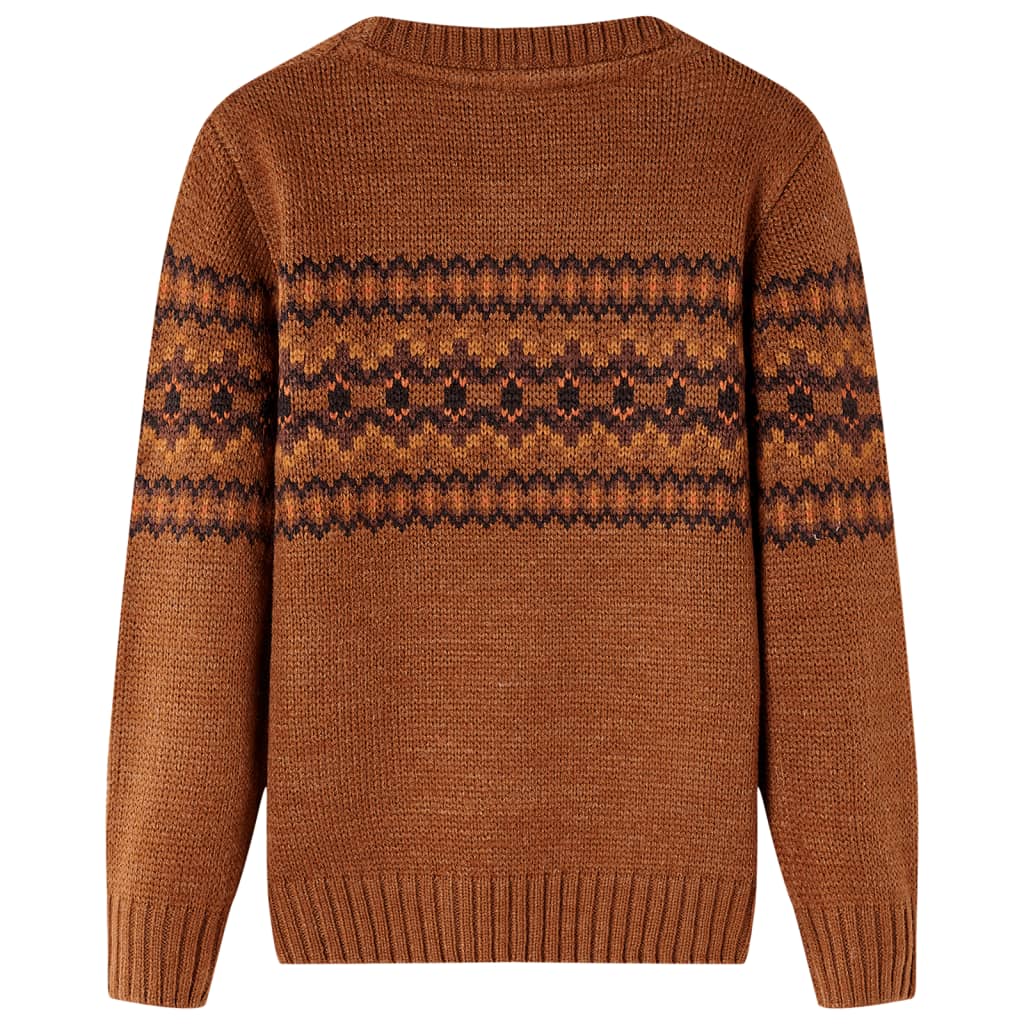 Sweater til børn str. 104 strikket cognacfarvet