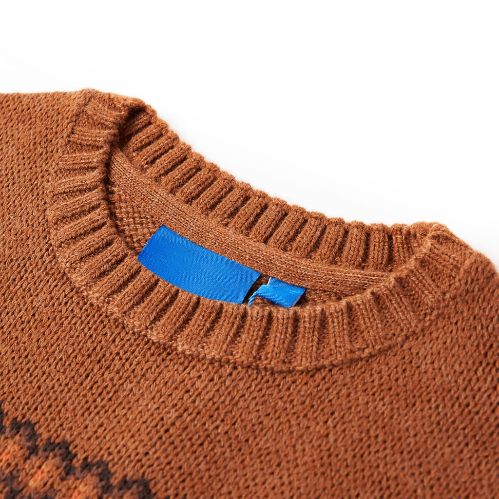 Sweater til børn str. 104 strikket cognacfarvet