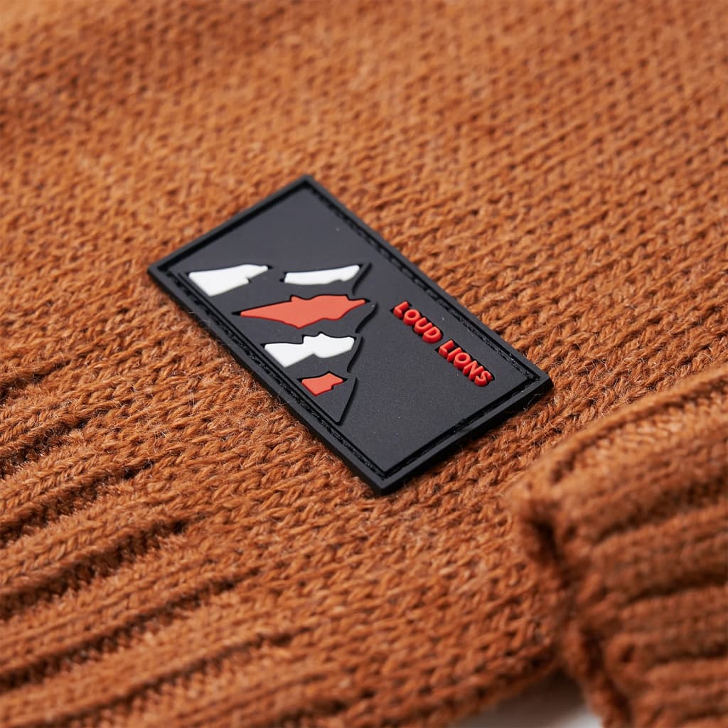 Sweater til børn str. 128 strikket cognacfarvet