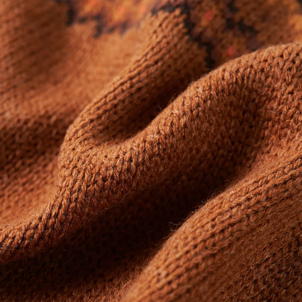 Sweater til børn str. 128 strikket cognacfarvet