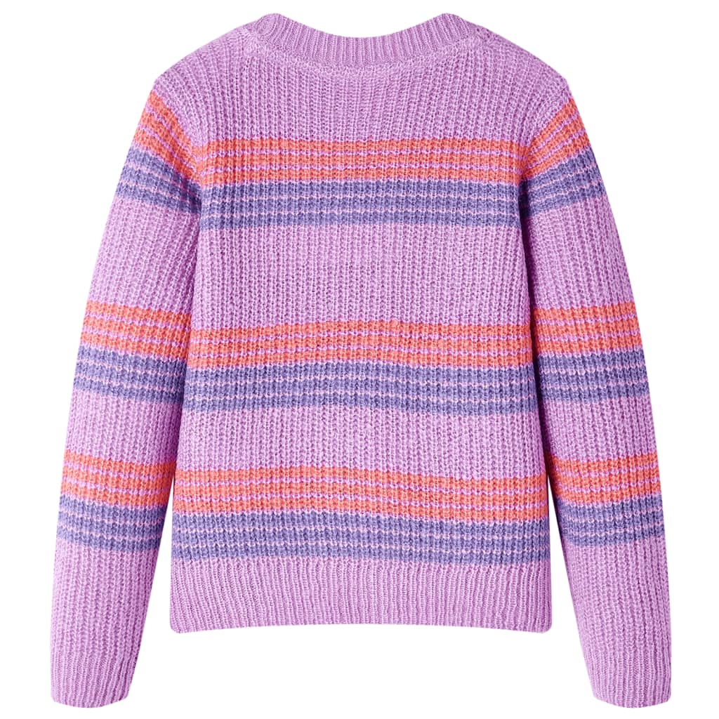Sweater til børn str. 128 strikket lilla og lyserød