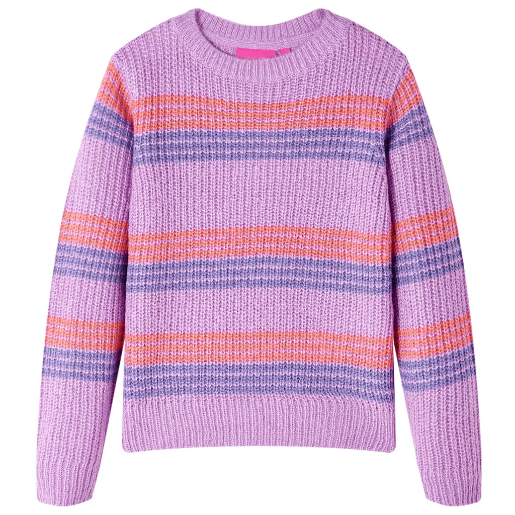 Sweater til børn str. 140 strikket lilla og lyserød