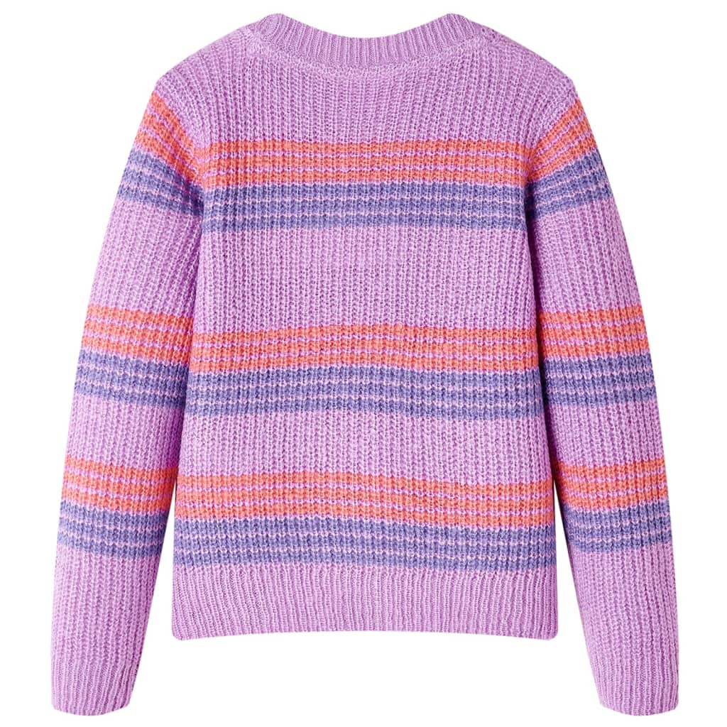 Sweater til børn str. 140 strikket lilla og lyserød