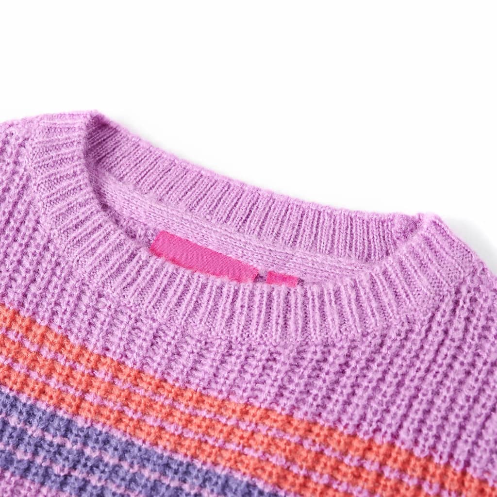 Sweater til børn str. 140 strikket lilla og lyserød