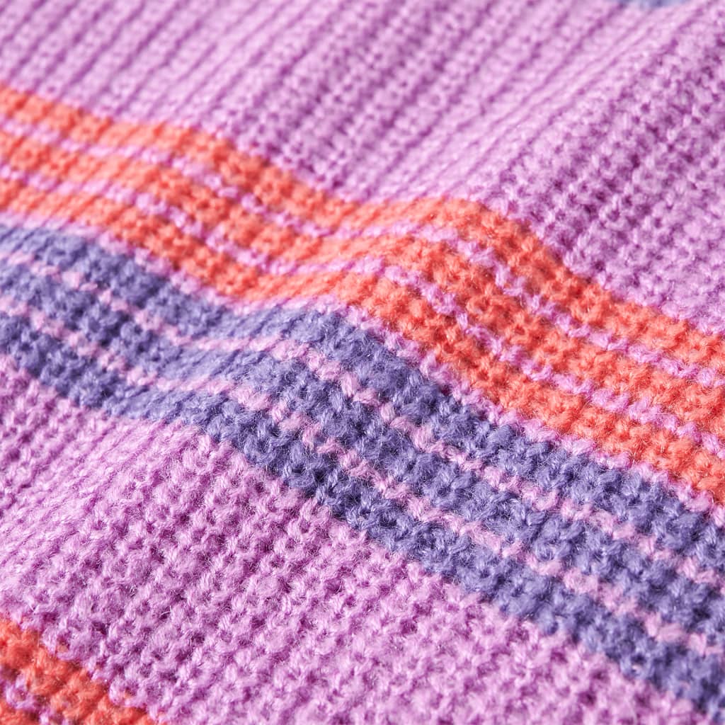 Sweater til børn str. 140 strikket lilla og lyserød