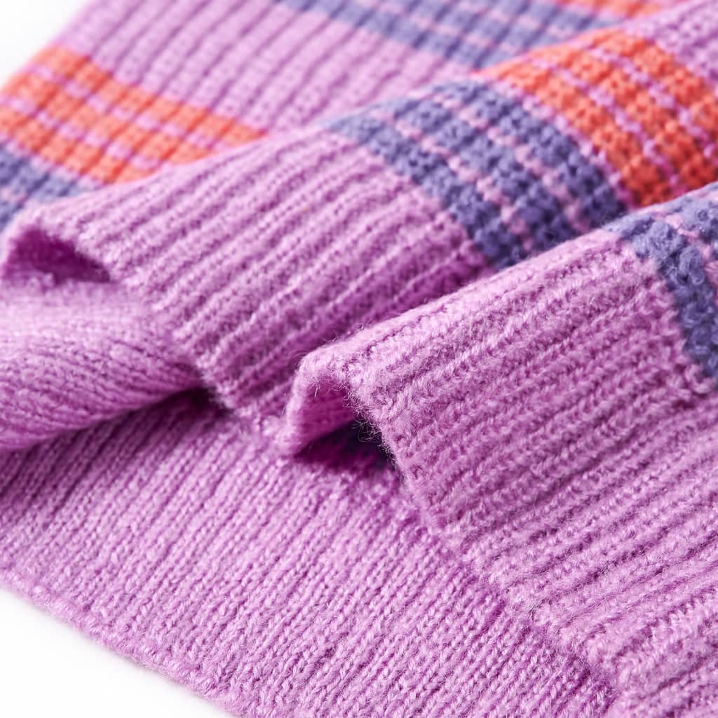 Sweater til børn str. 140 strikket lilla og lyserød