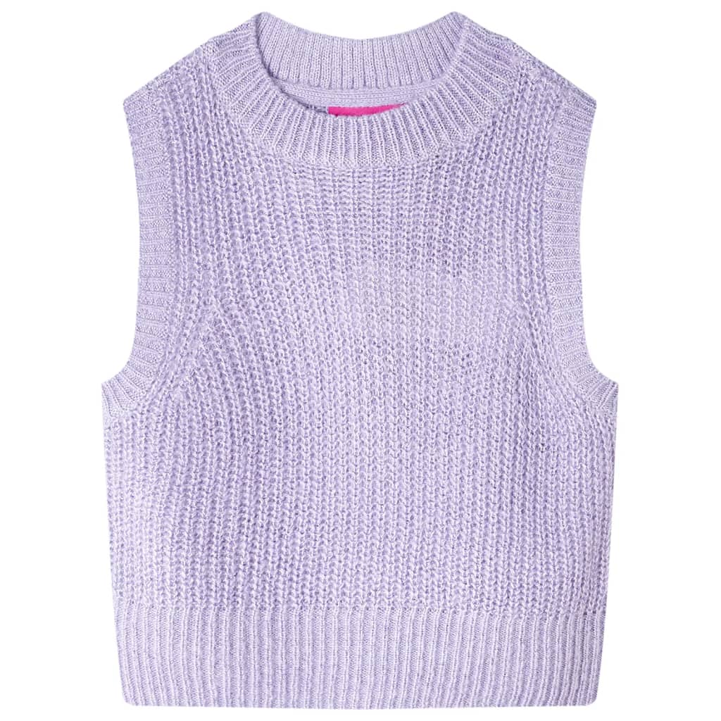 Strikket vest til børn str. 104 strikket lyslilla