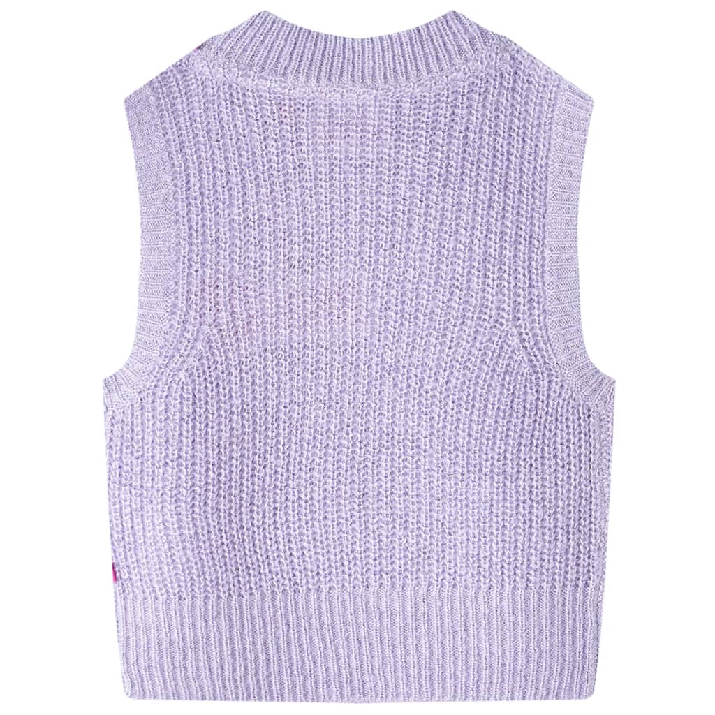 Strikket vest til børn str. 104 strikket lyslilla