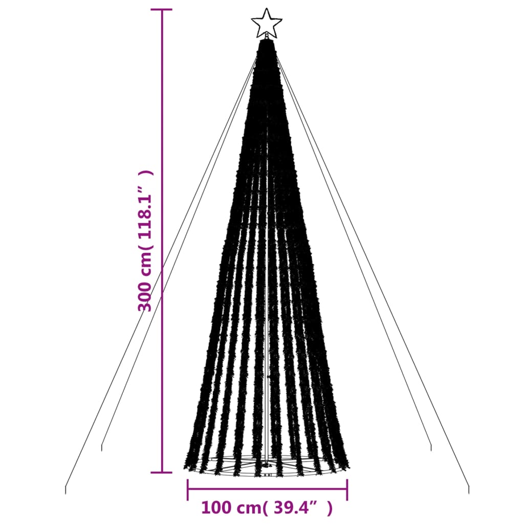 LED-juletræ 688 LED'er 300 cm koldt hvidt lys