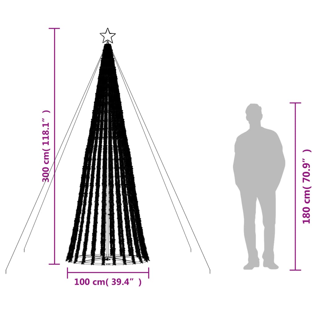LED-juletræ 688 LED'er 300 cm blåt lys