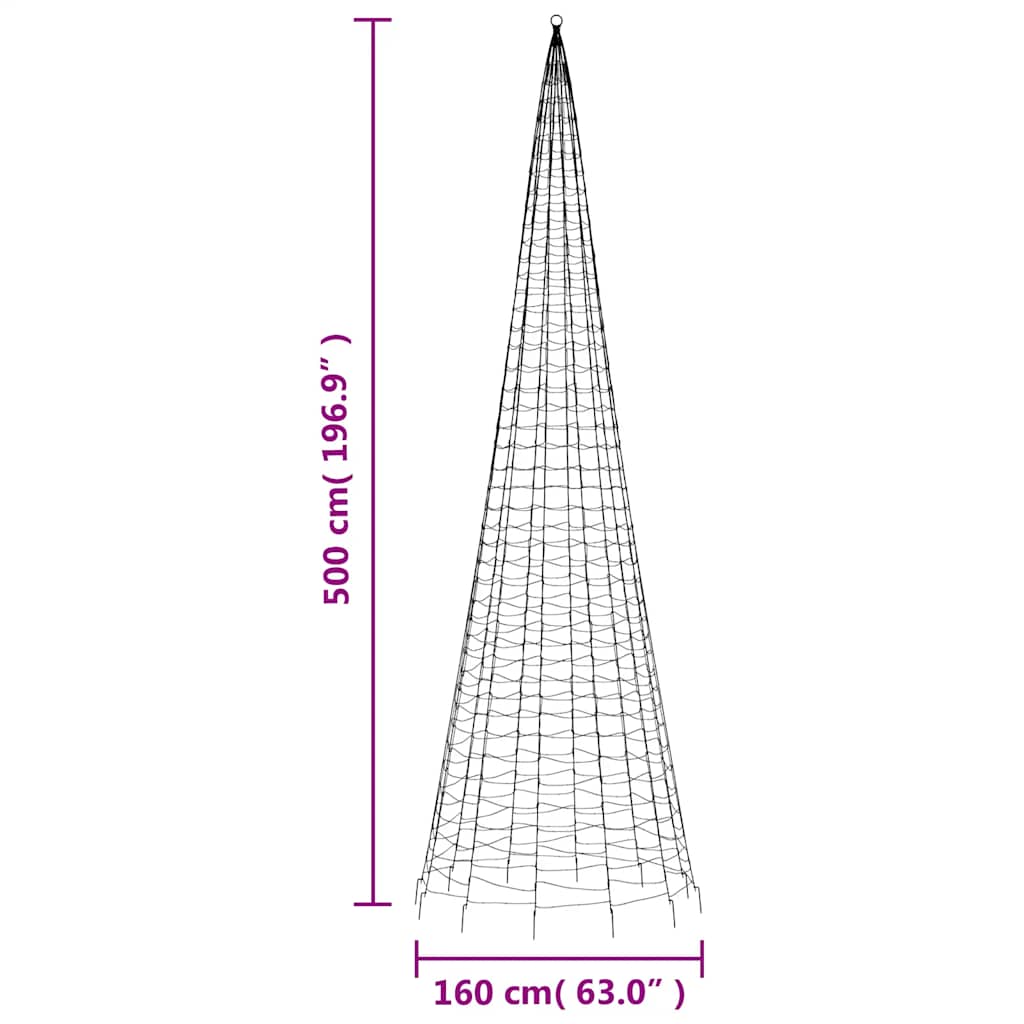 LED-juletræ 1534 LED'er 500 cm koldt hvidt lys