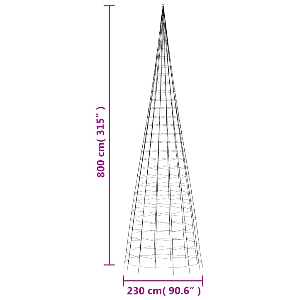 LED-juletræ 3000 LED'er 800 cm flerfarvet lys