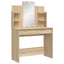 makeupbord med LED-lys 96x40x142 cm sonoma-eg