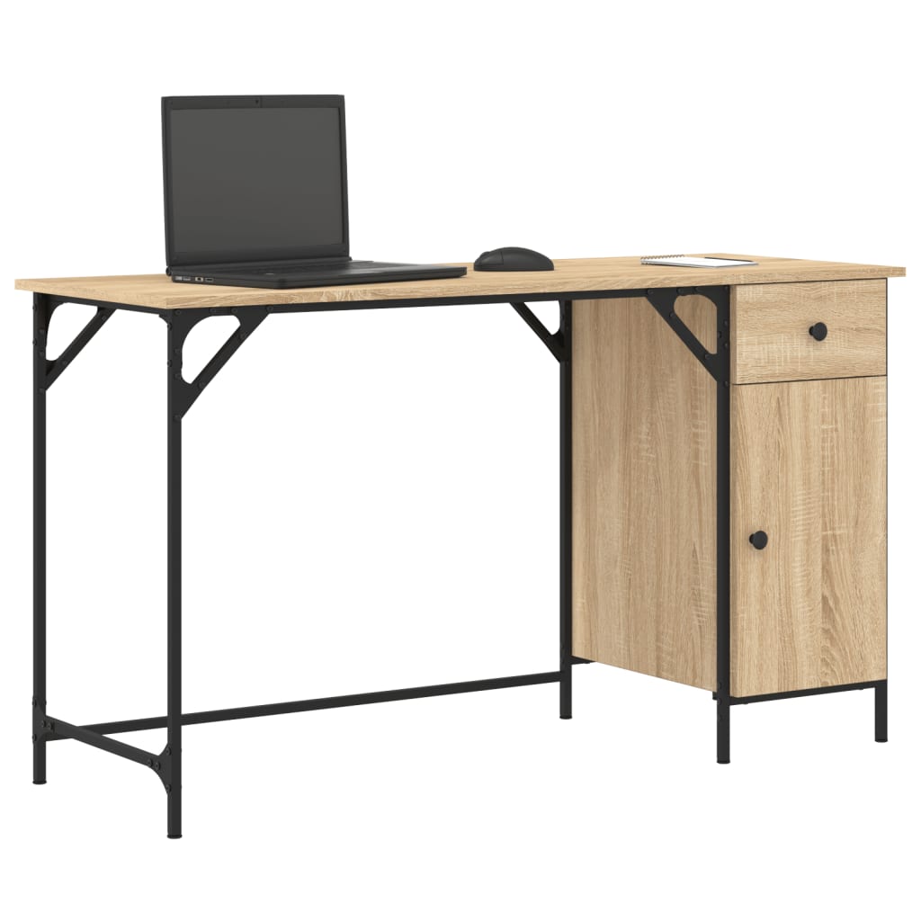 computerbord 131x48x75 cm konstrueret træ sonoma-eg