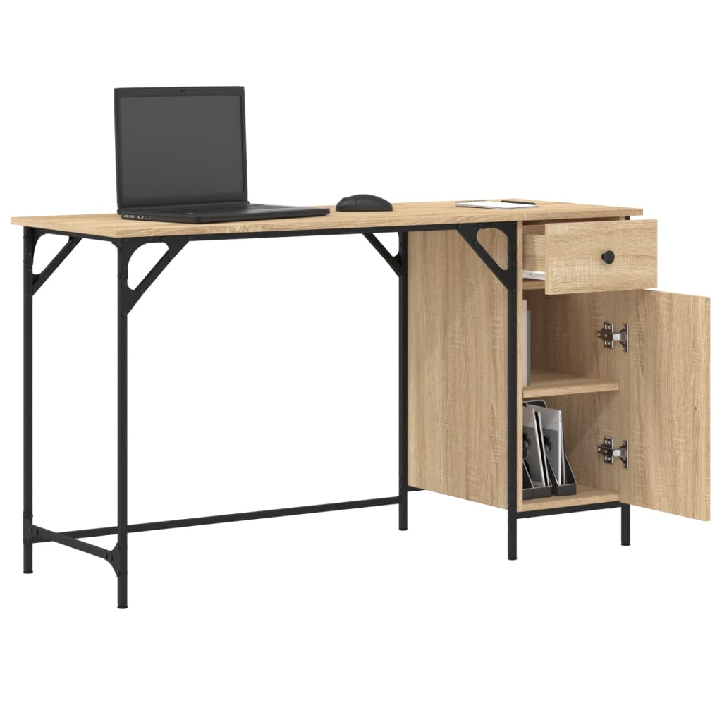 computerbord 131x48x75 cm konstrueret træ sonoma-eg