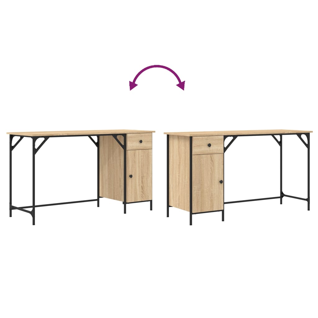 computerbord 131x48x75 cm konstrueret træ sonoma-eg