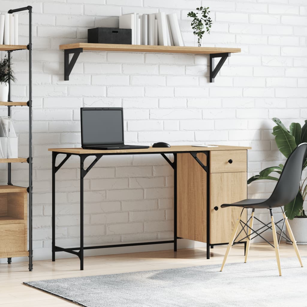 computerbord 131x48x75 cm konstrueret træ sonoma-eg