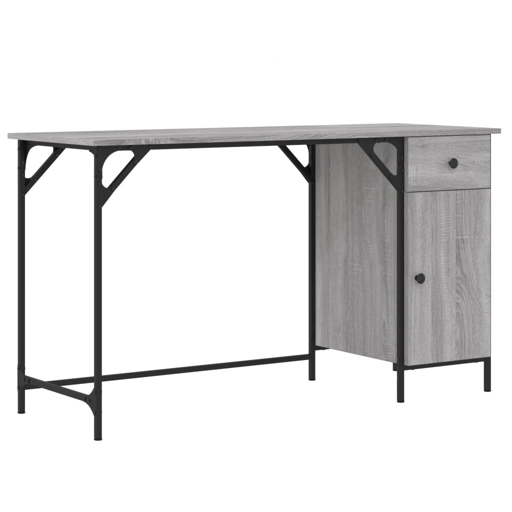 computerbord 131x48x75 cm konstrueret træ grå sonoma-eg