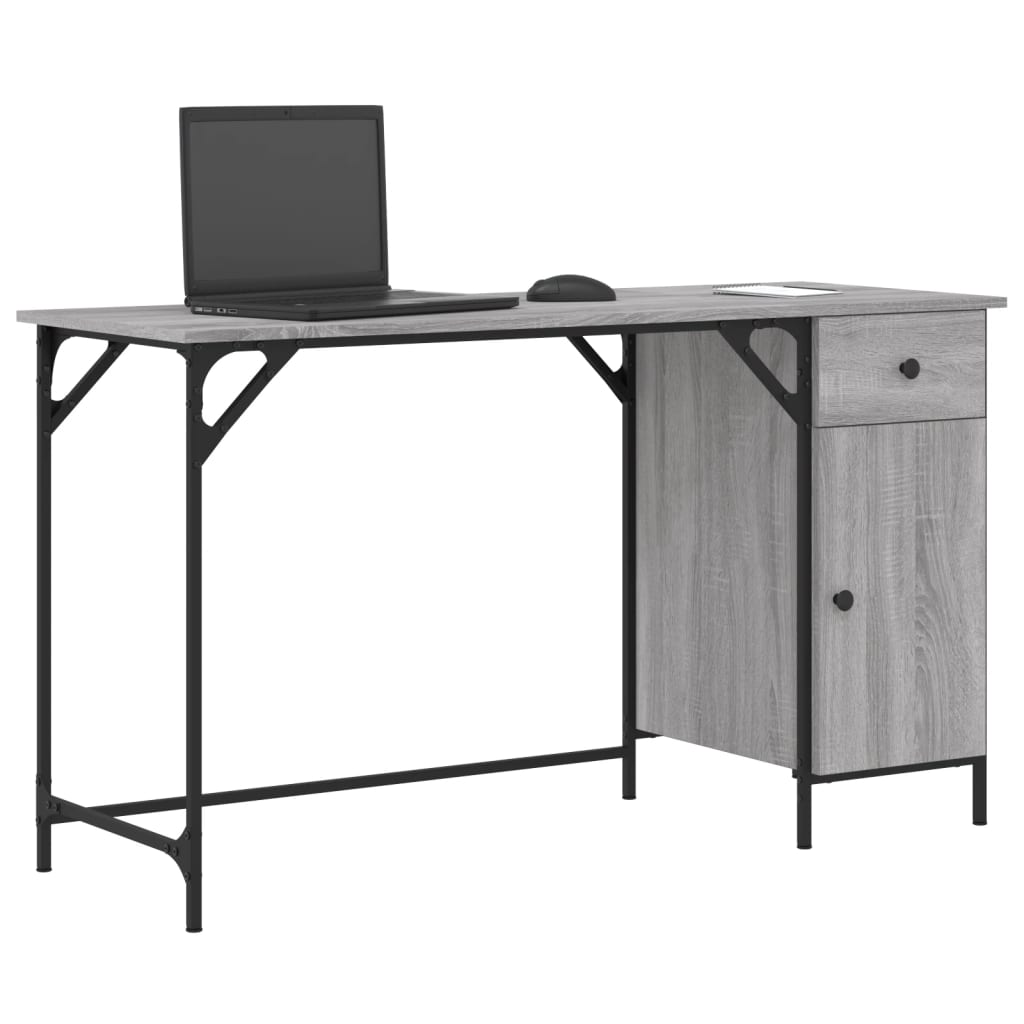 computerbord 131x48x75 cm konstrueret træ grå sonoma-eg