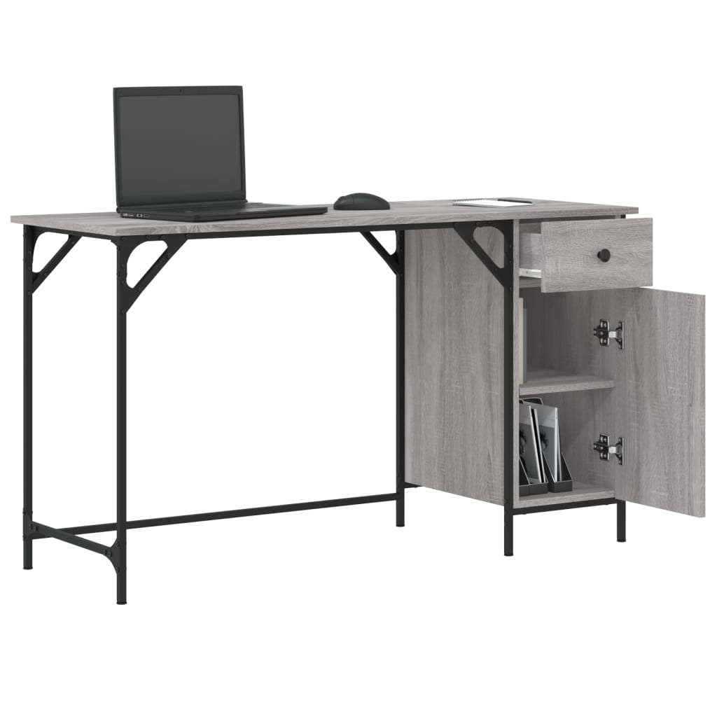 computerbord 131x48x75 cm konstrueret træ grå sonoma-eg
