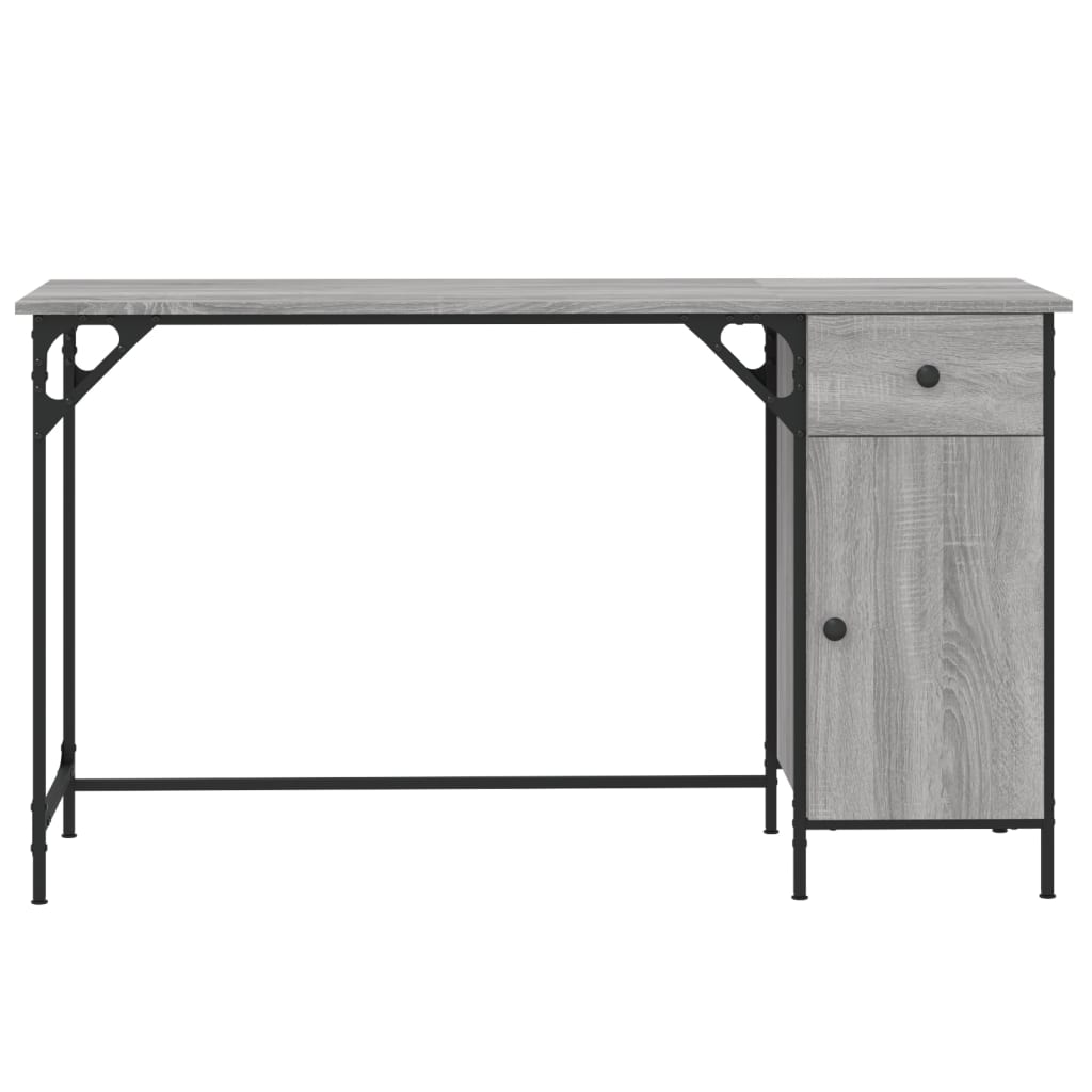 computerbord 131x48x75 cm konstrueret træ grå sonoma-eg