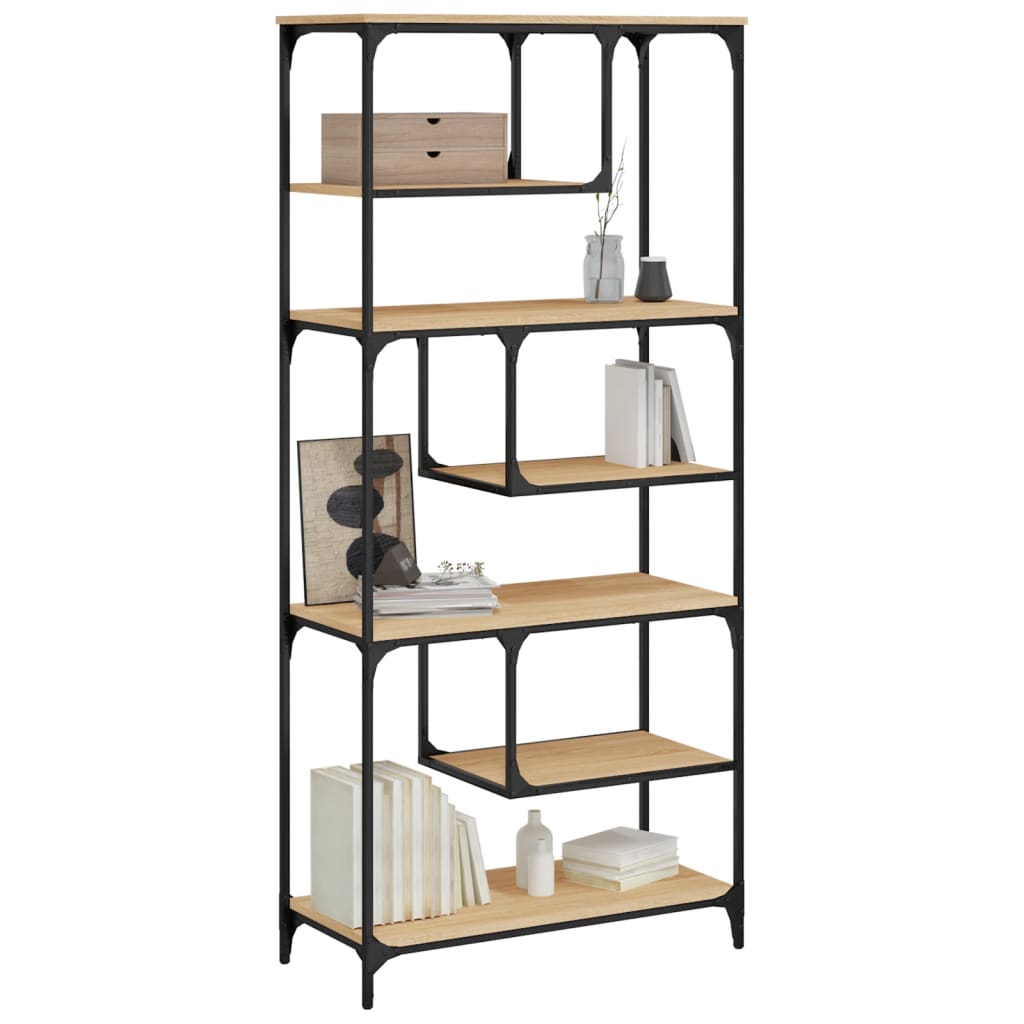 bogreol 81x36x176 cm konstrueret træ sonoma-eg