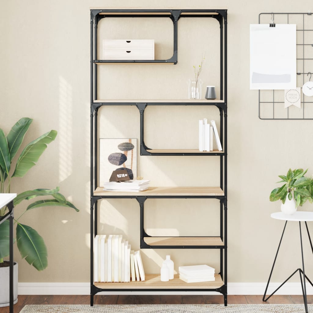 bogreol 81x36x176 cm konstrueret træ sonoma-eg