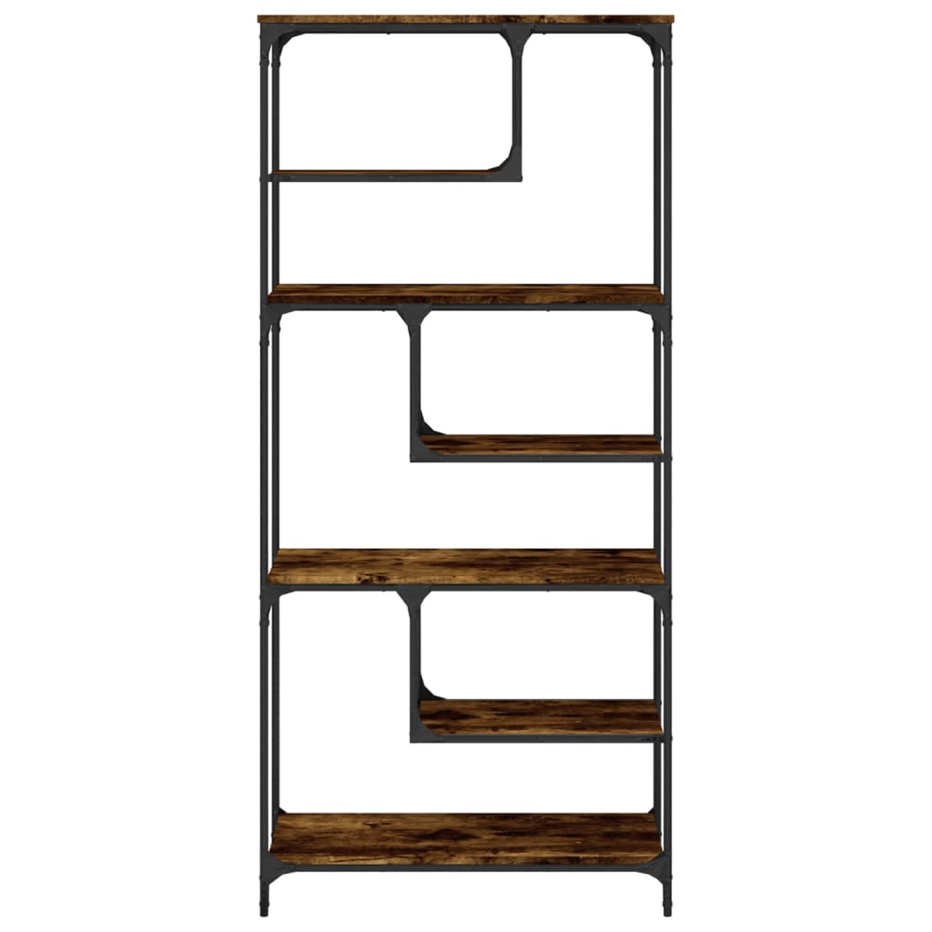 bogreol 81x36x176 cm konstrueret træ røget egetræsfarve