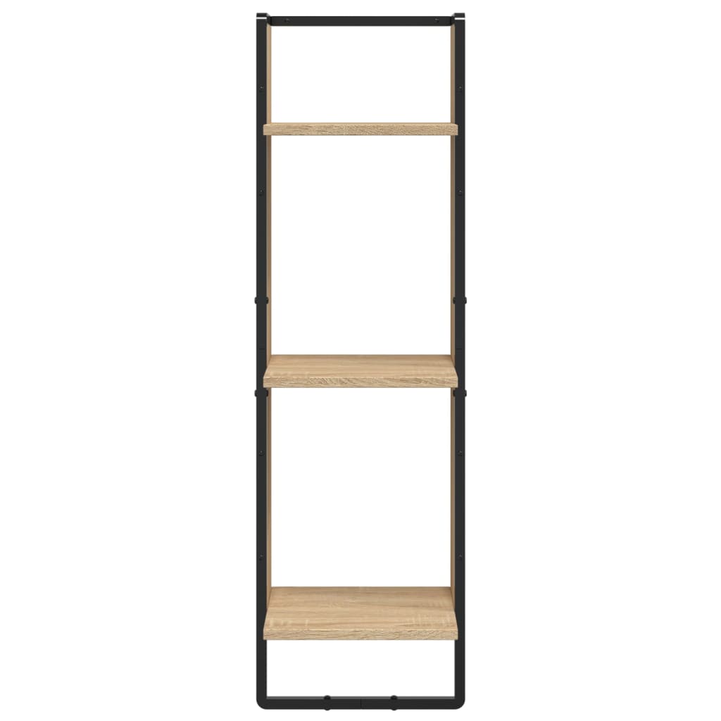 vægreol med 3 hylder 30x25x100 cm konstrueret træ sonoma-eg