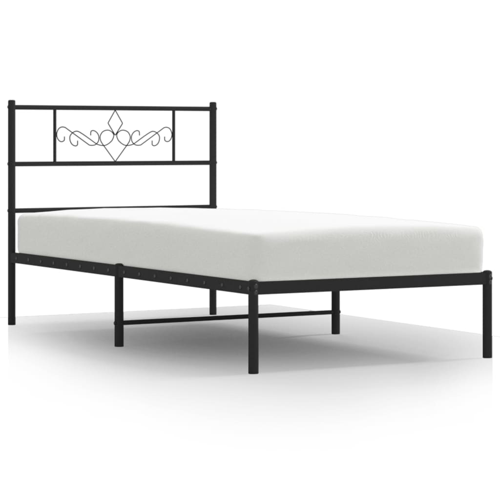 sengeramme med sengegavl 90x190 cm metal sort