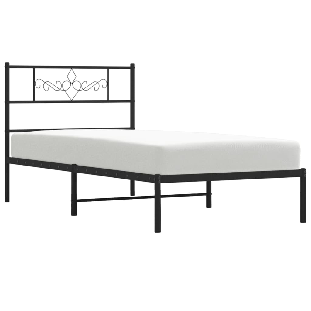 sengeramme med sengegavl 90x190 cm metal sort
