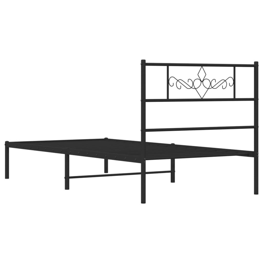 sengeramme med sengegavl 90x190 cm metal sort
