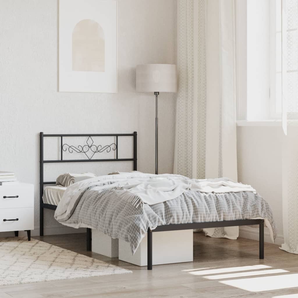 sengeramme med sengegavl 90x190 cm metal sort