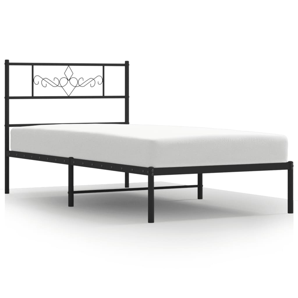 sengeramme med sengegavl 90x200 cm metal sort