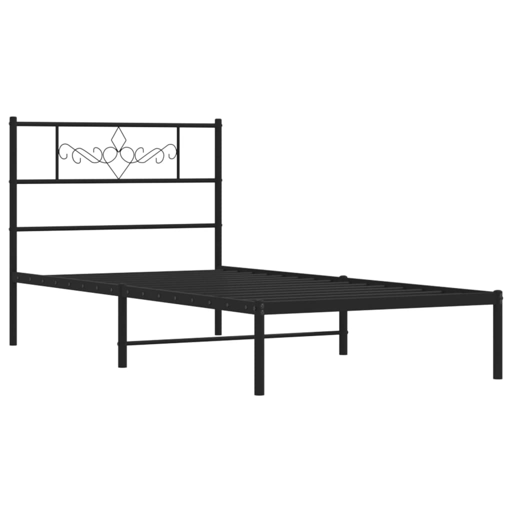sengeramme med sengegavl 90x200 cm metal sort