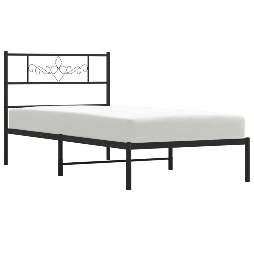 sengeramme med sengegavl 90x200 cm metal sort