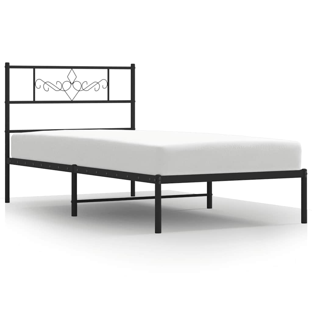 sengeramme med sengegavl 100x200 cm metal sort
