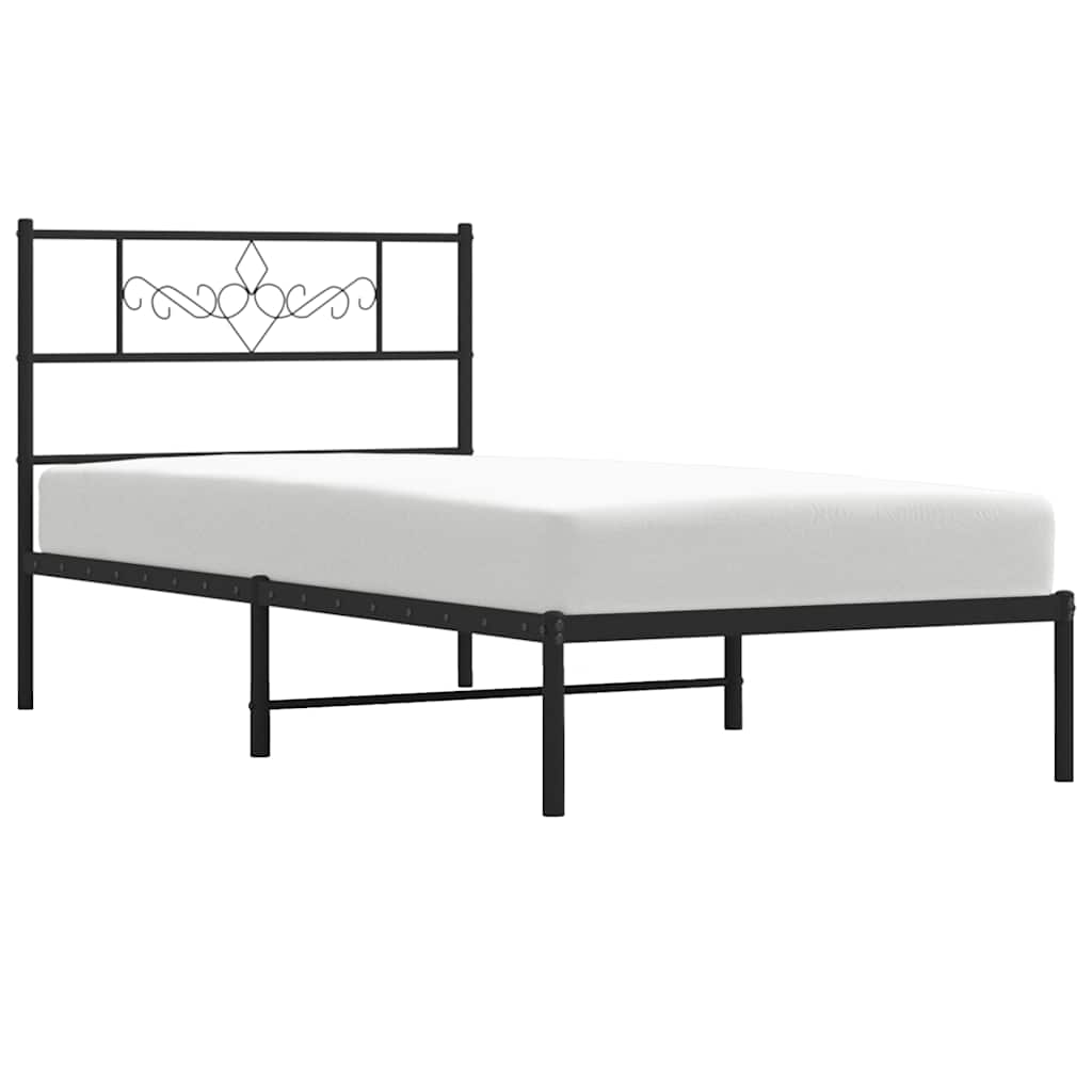 sengeramme med sengegavl 100x200 cm metal sort