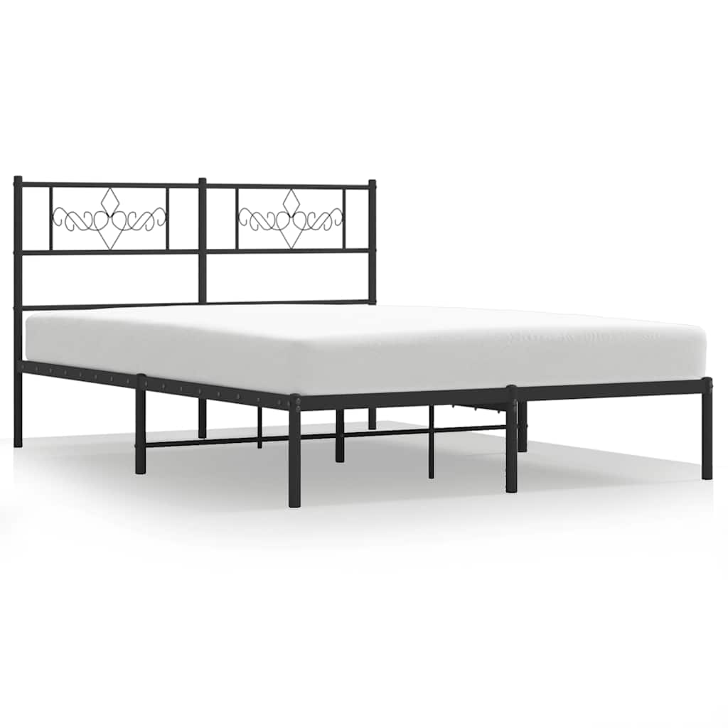 sengeramme med sengegavl 135x190 cm metal sort