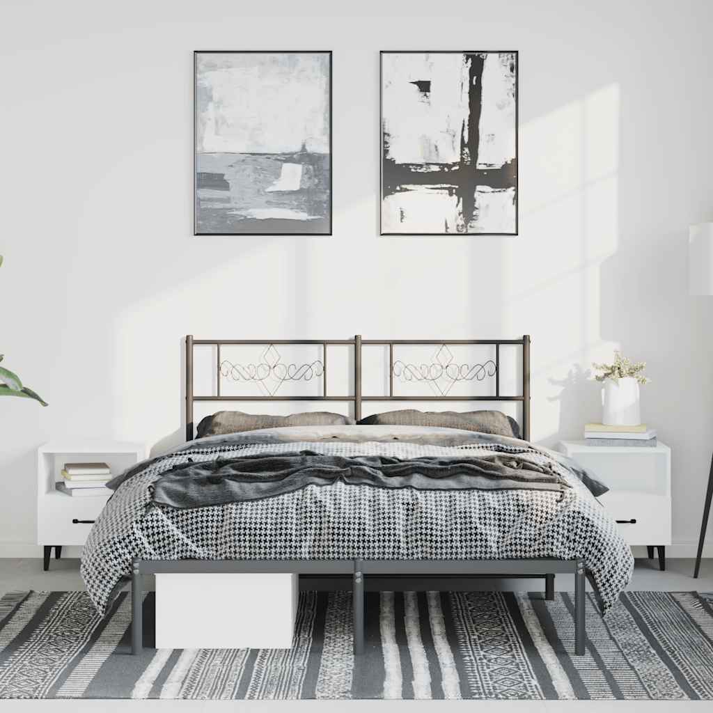 sengeramme med sengegavl 135x190 cm metal sort