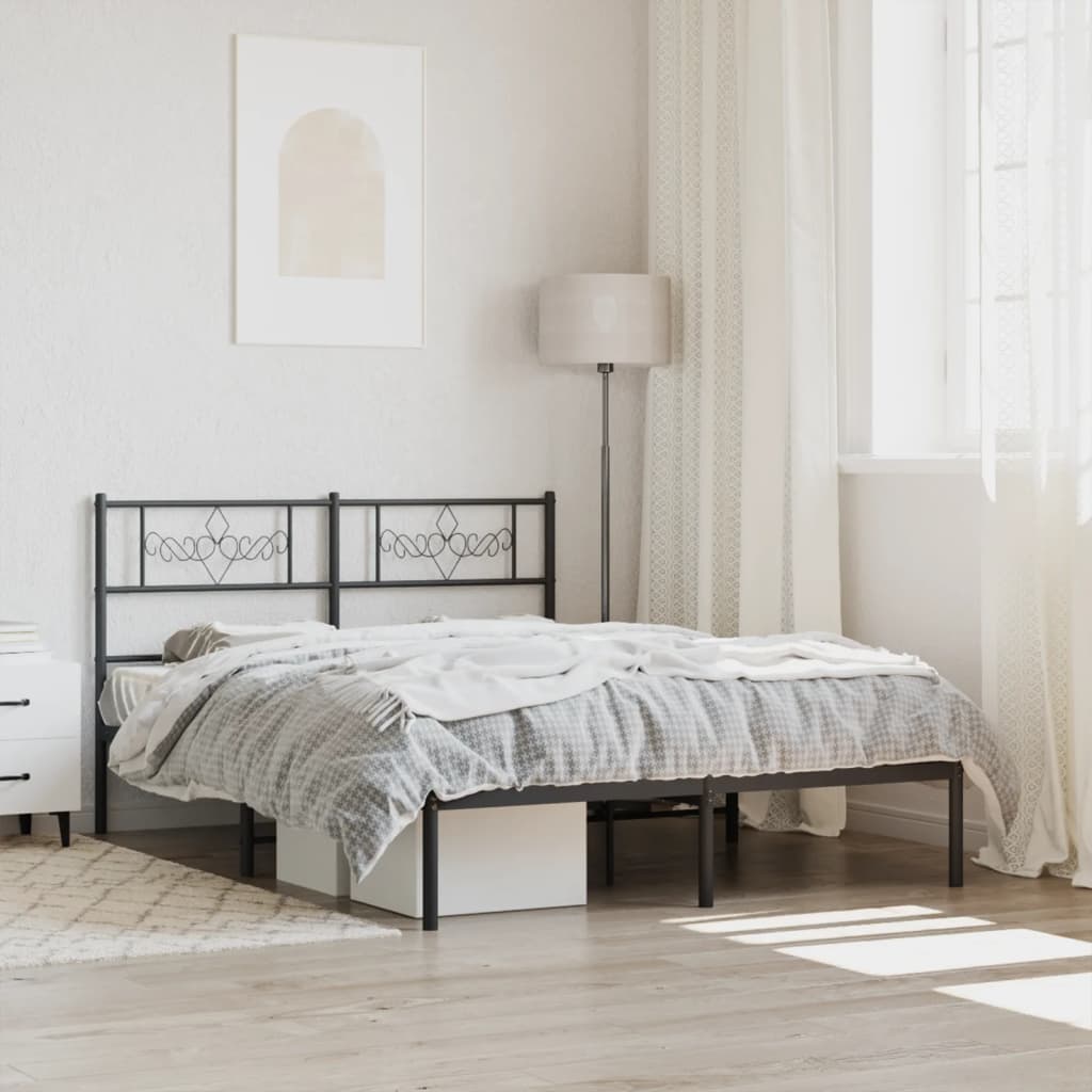 sengeramme med sengegavl 140x190 cm metal sort
