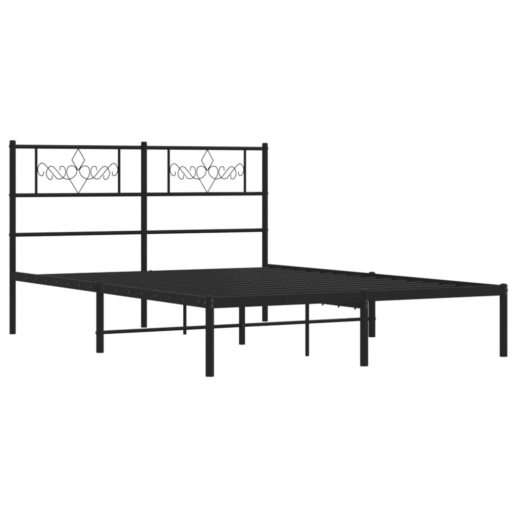 sengeramme med sengegavl 160x200 cm metal sort