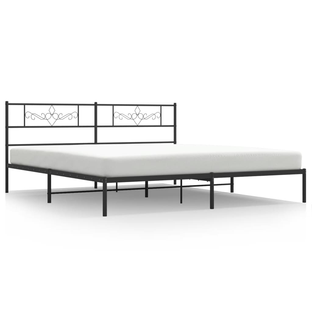 sengeramme med sengegavl 180x200 cm metal sort