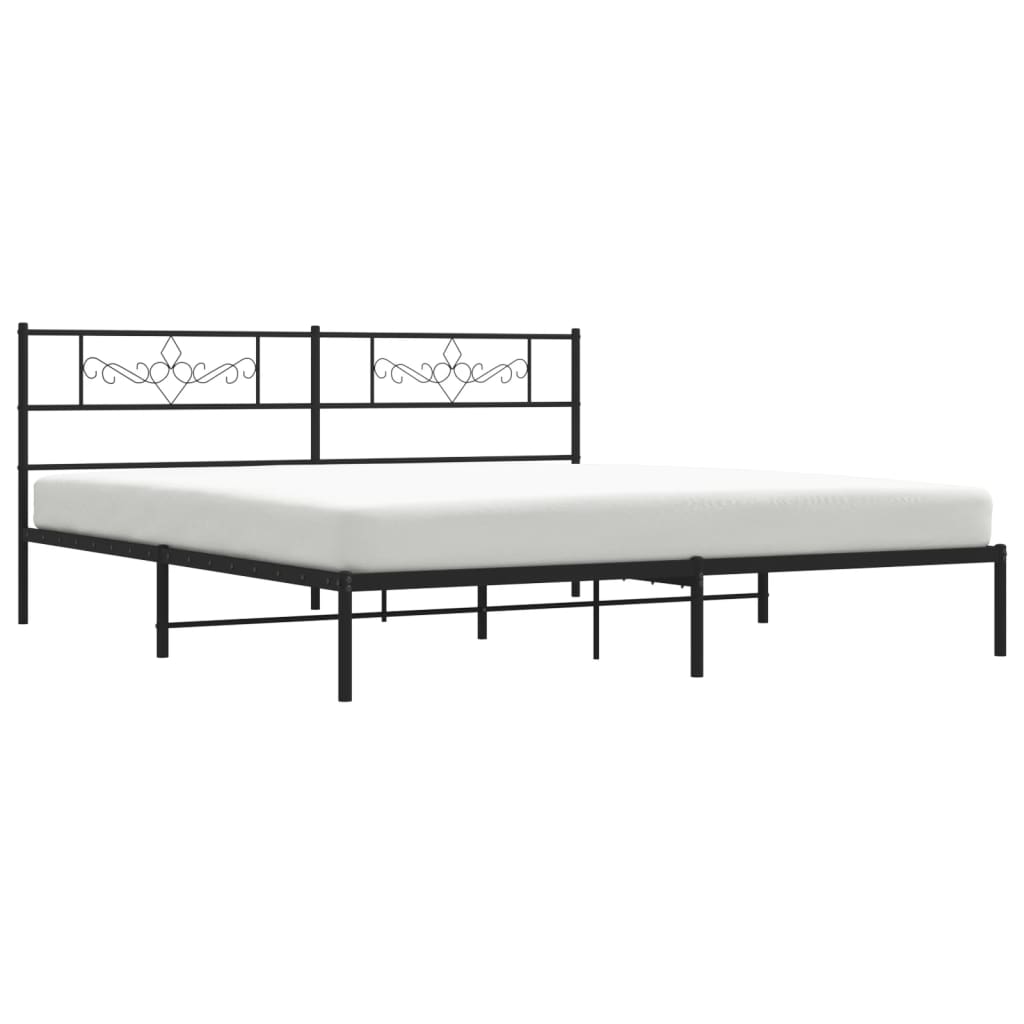 sengeramme med sengegavl 180x200 cm metal sort