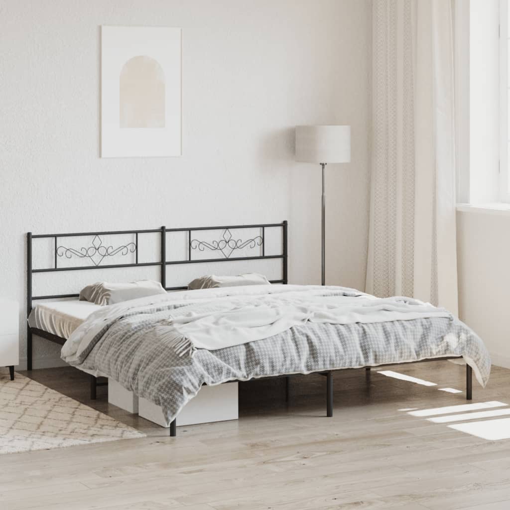 sengeramme med sengegavl 180x200 cm metal sort